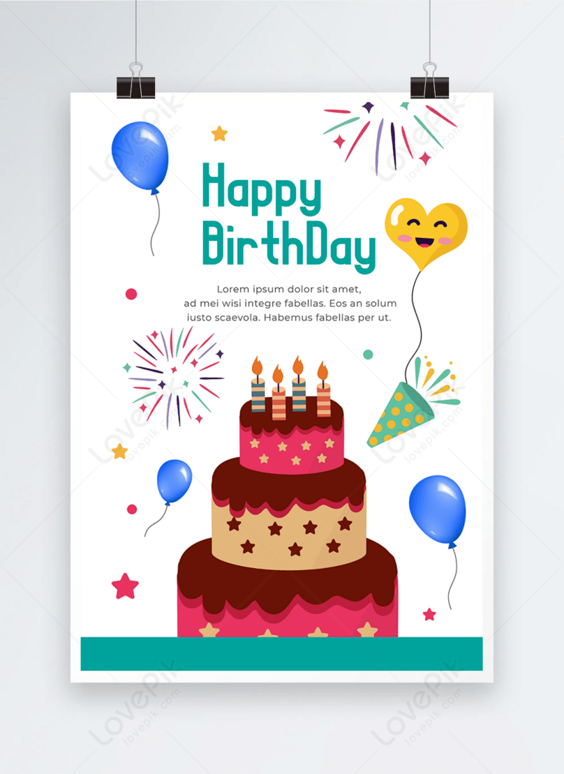 Birthday poster on white background template image_picture free download  