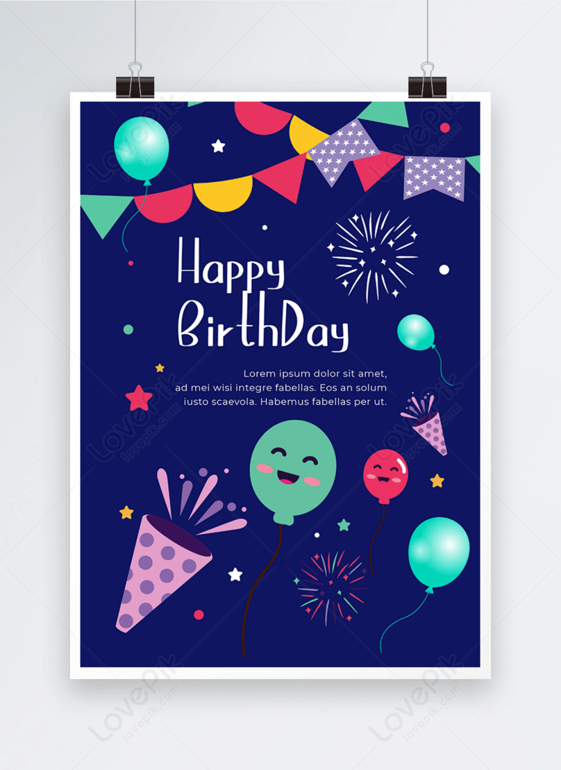 Dark blue background birthday poster template image_picture free download  