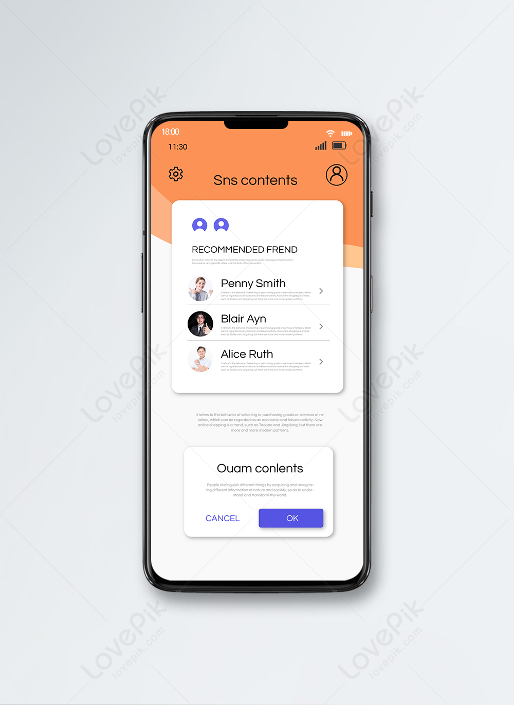 Orange mobile app ui design template image_picture free download