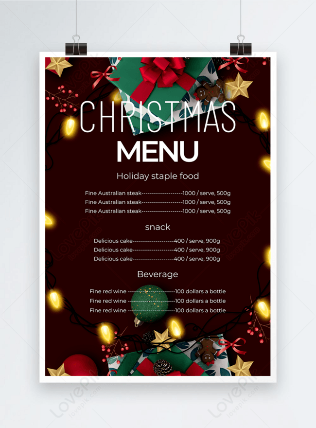 Christmas Lighting Menu Design Template, christmas menu, lighting menu, lights menu