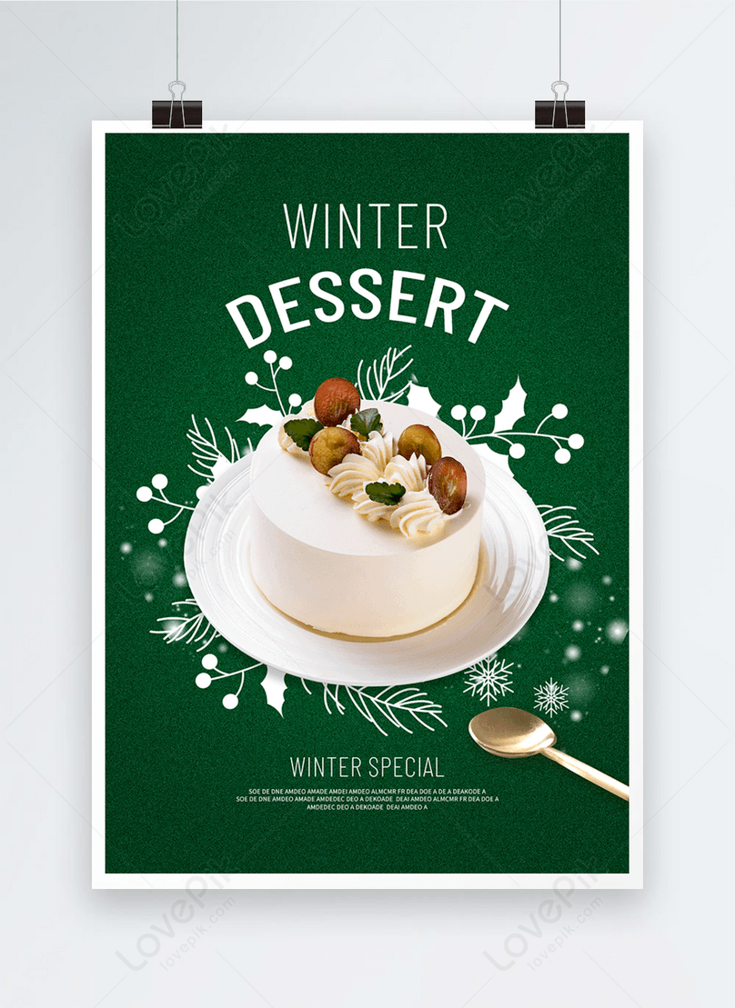 Image Details IST_23193_31845 - Dessert poster design with chocolate cake,  mousses cake, tart watercolor illustration.