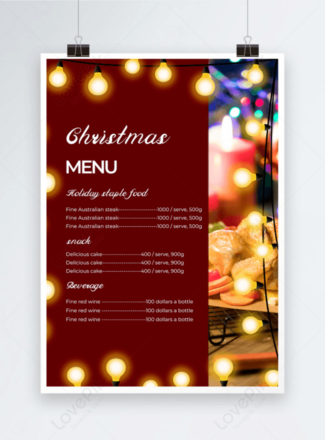 Simple Christmas Lighting Menu Design Template, christmas menu, lighting menu, lights menu