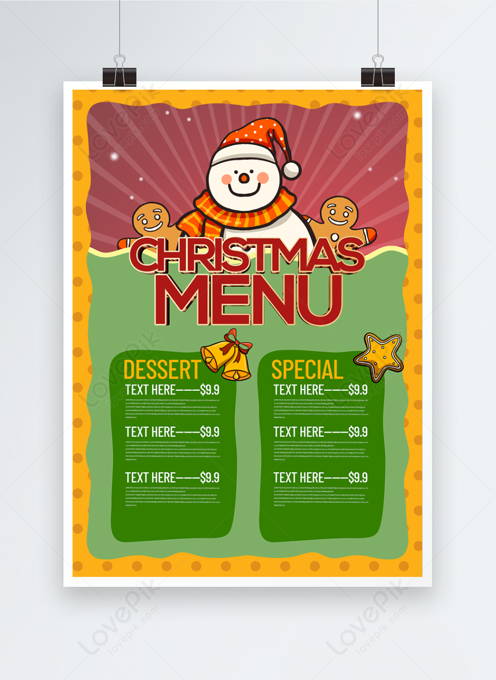 Stylish and simple color christmas menu template image_picture free