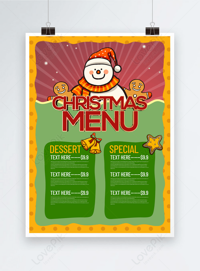 Stylish And Simple Color Christmas Menu Template, cartoon menu, christmas menu, color menu