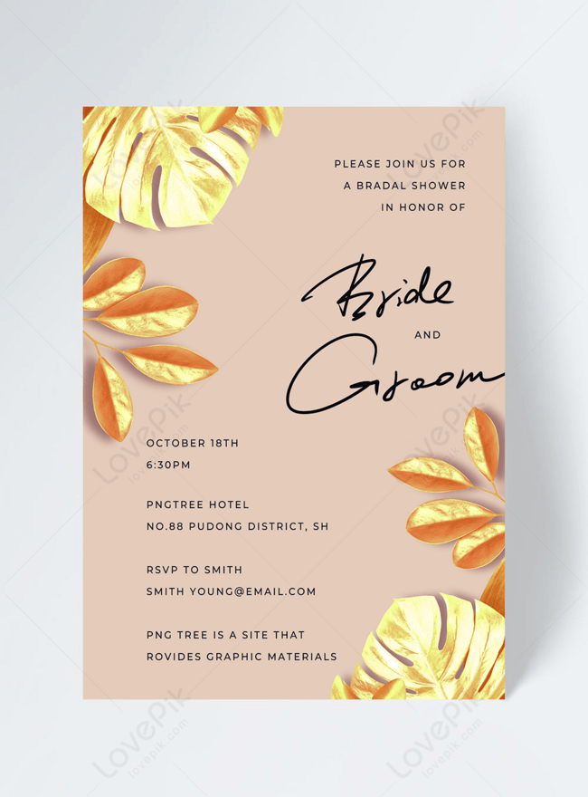 Modern Stylish Golden Leaf Wedding Invitation Template Image Picture Free Download 465730747 Lovepik Com