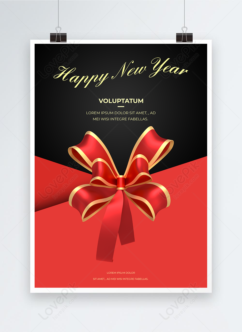 New year happy black and red contrast poster template image_picture