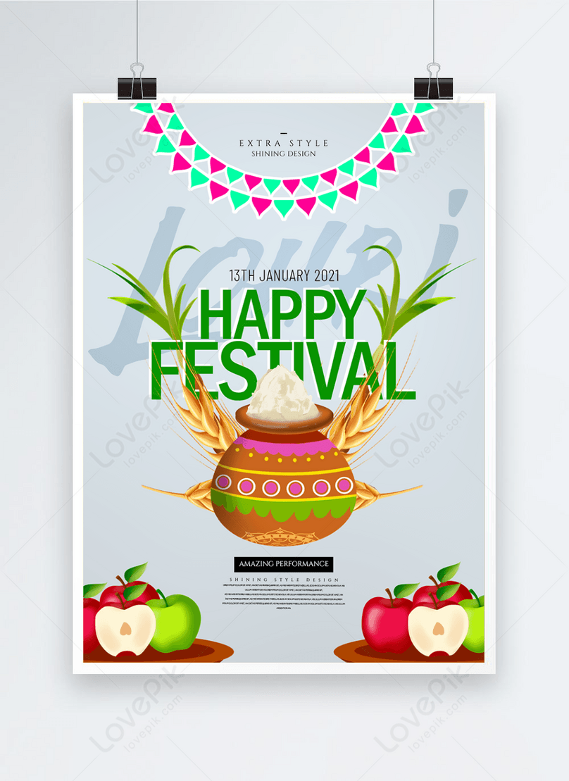 Creative fashion color happy lohri festival harvest poster template ...