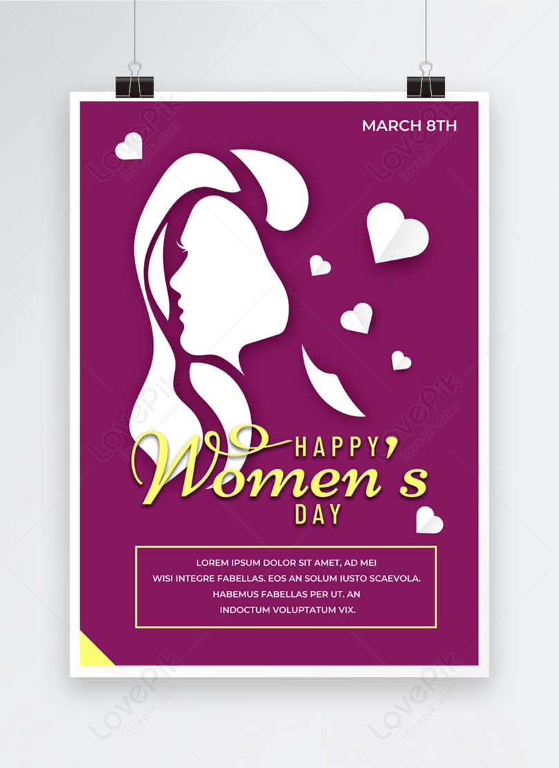 Purple background womens day poster template image_picture free download  