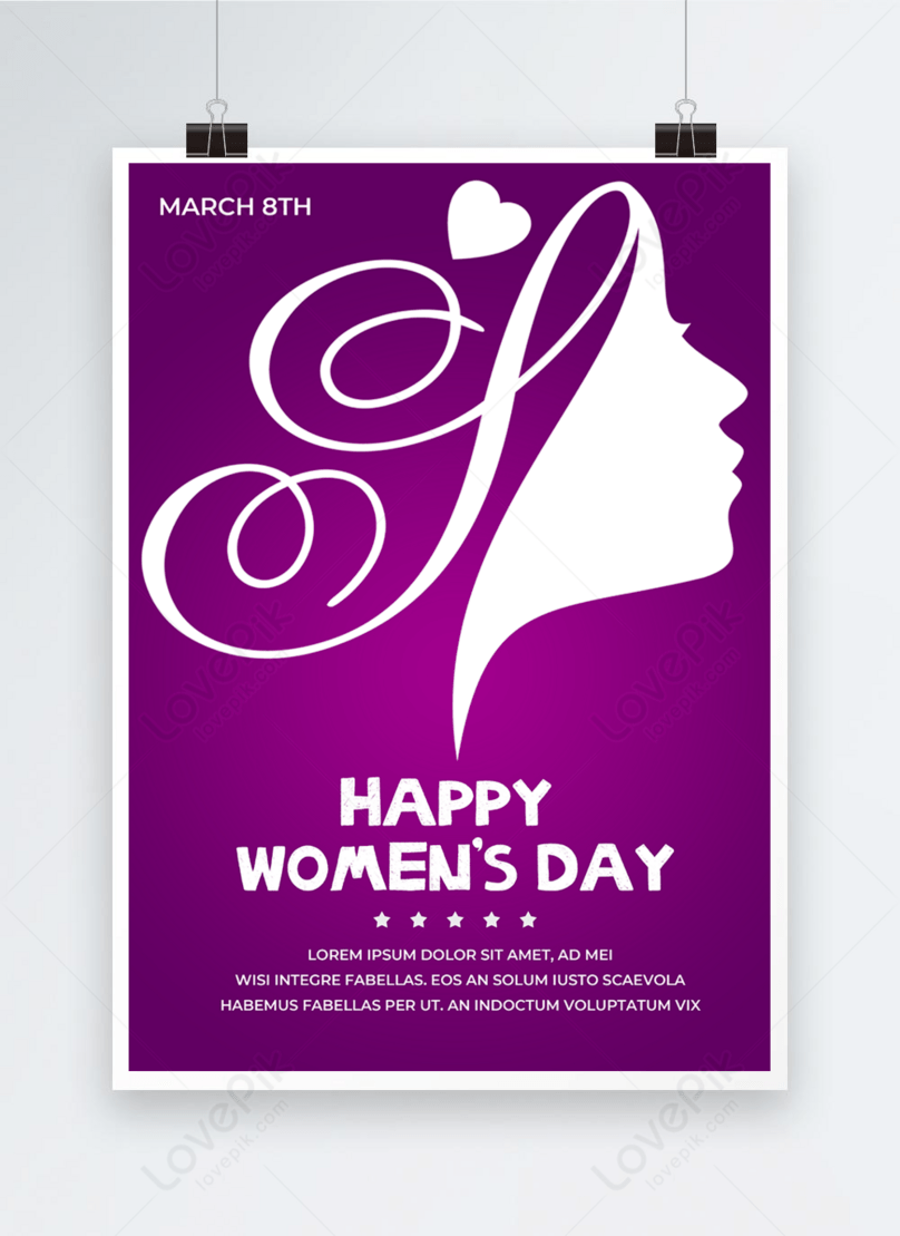 Purple background womens day poster template image_picture free download  