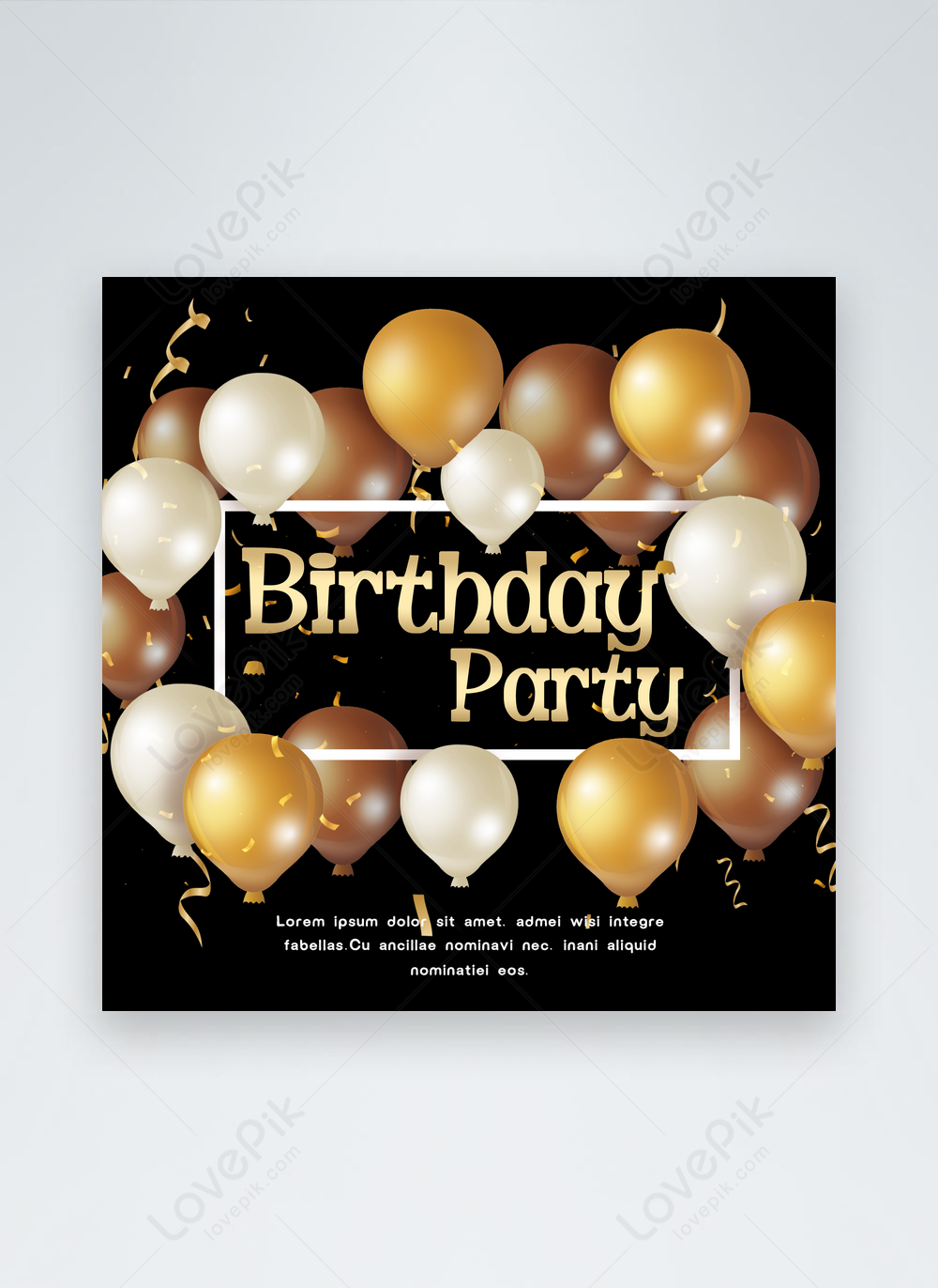 Birthday party surrounded by golden balloons template image_picture free  download 