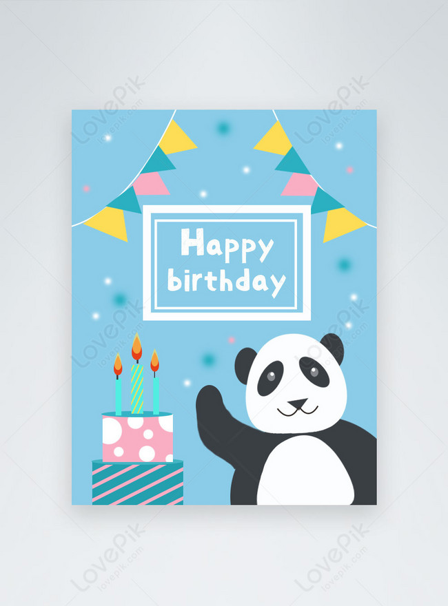 Cartoon happy birthday card cute panda birthday template image_picture free  download 