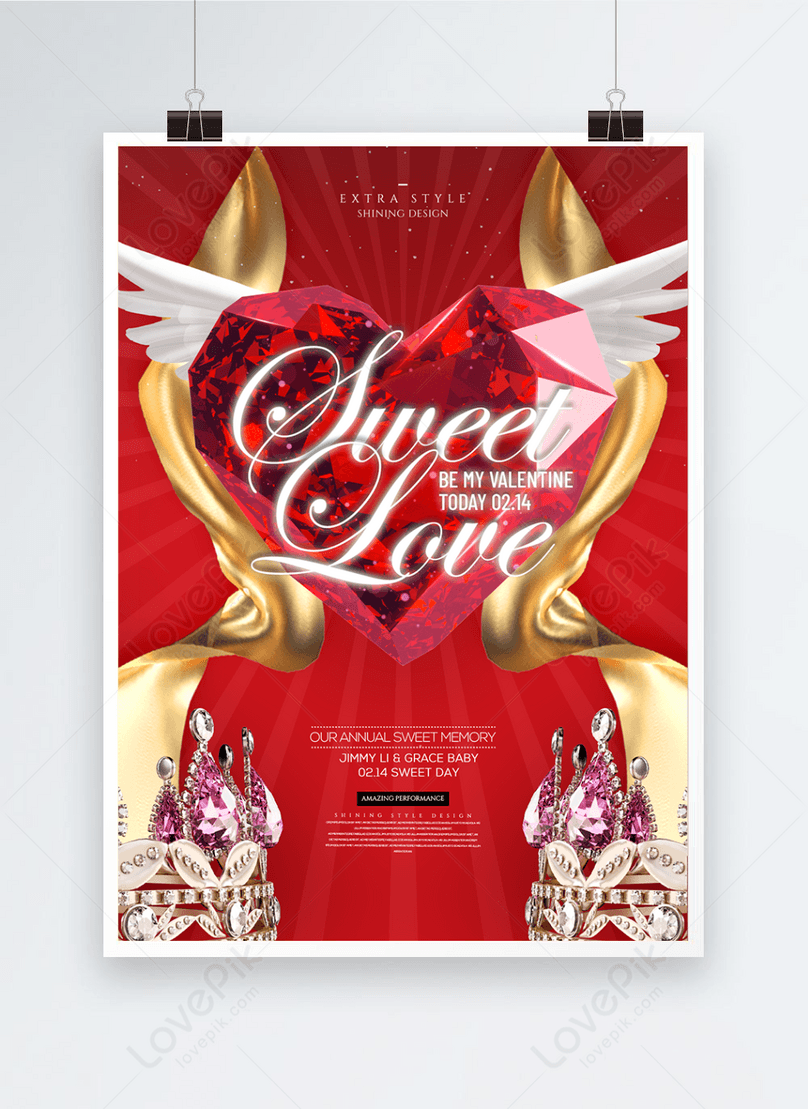 Luxury diamond jewelry valentines day poster template ...