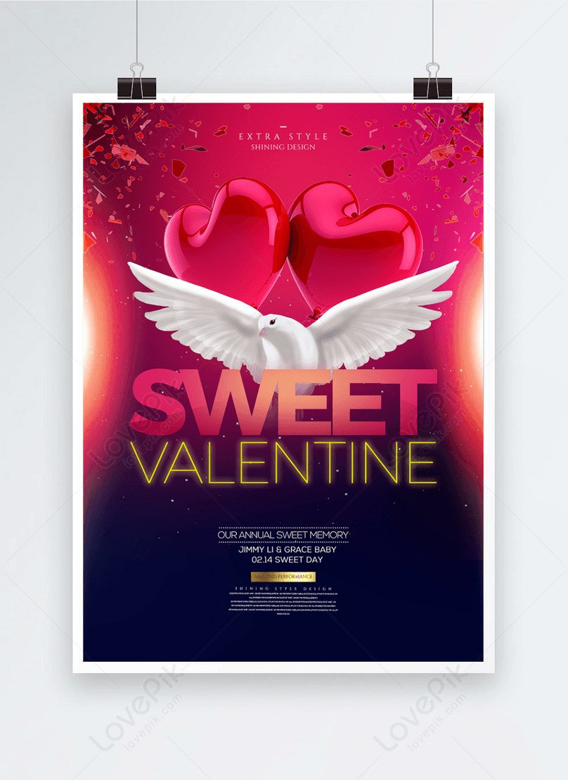 ロマンチックな色のグラデーションの光の効果バレンタインデーの鳩のポスターイメージ テンプレート Id Prf画像フォーマットpsd Jp Lovepik Com