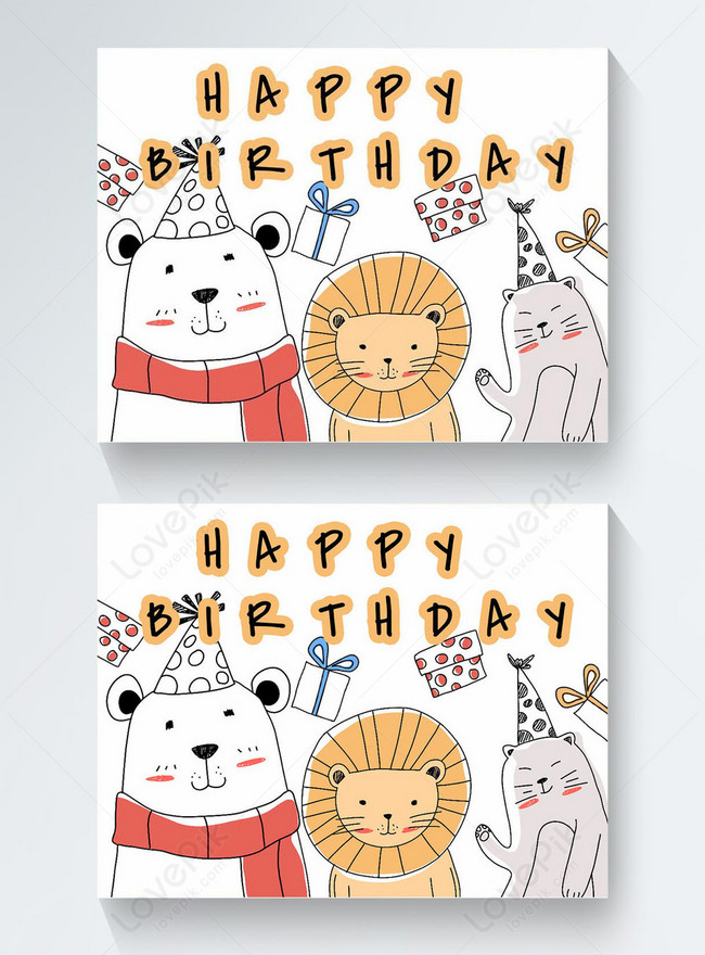 Cartoon line drawing birthday card template image_picture free download  