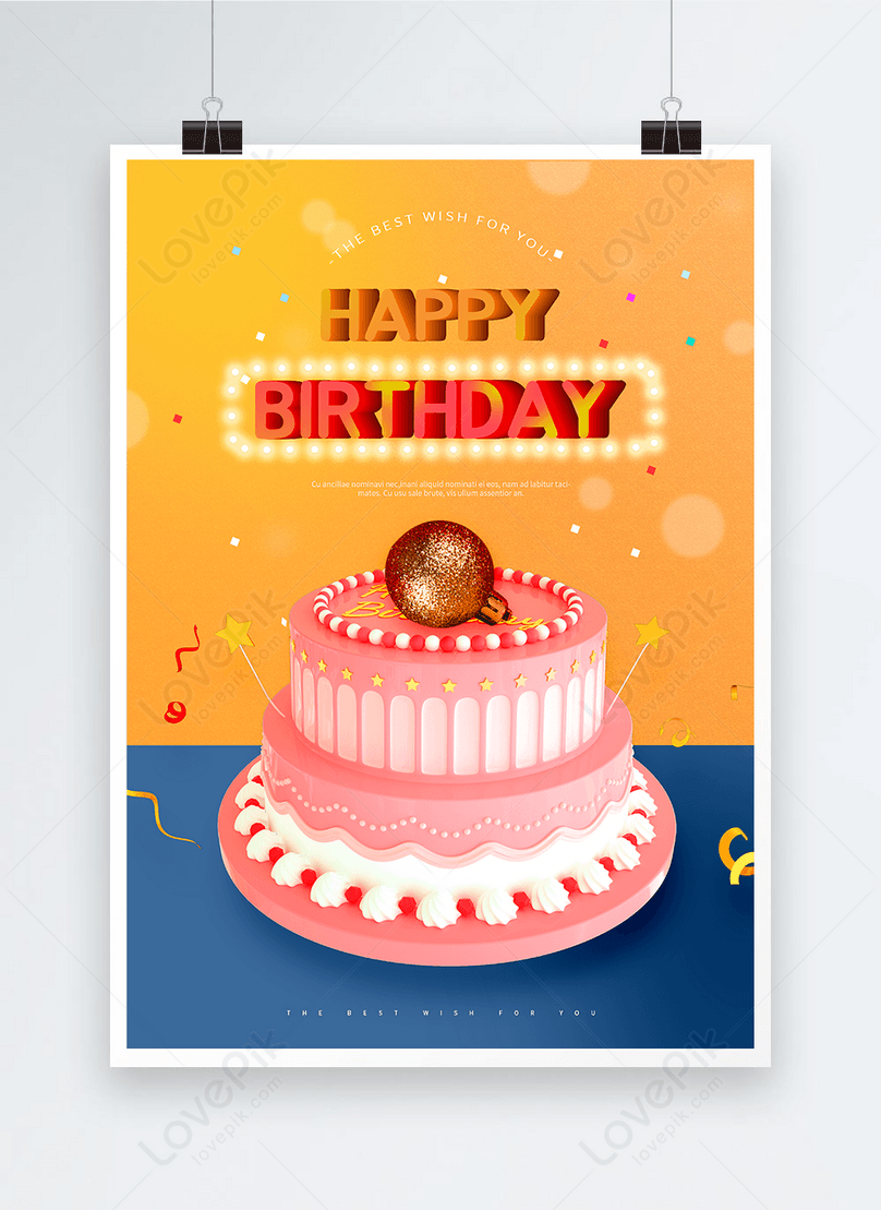 Cartel De Feliz Cumpleaños De Pastel Lindo Azul Amarillo | Descarga  Plantilla de diseño PSD Gratuita - Lovepik
