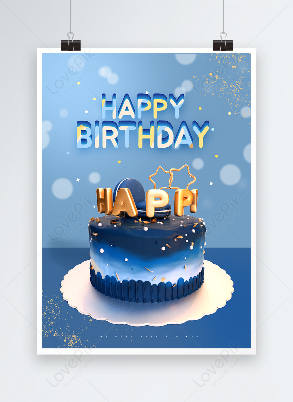 Cartel De Feliz Cumpleaños De Pastel De Cumpleaños De Halo Azul | Descarga  Plantilla de diseño PSD Gratuita - Lovepik