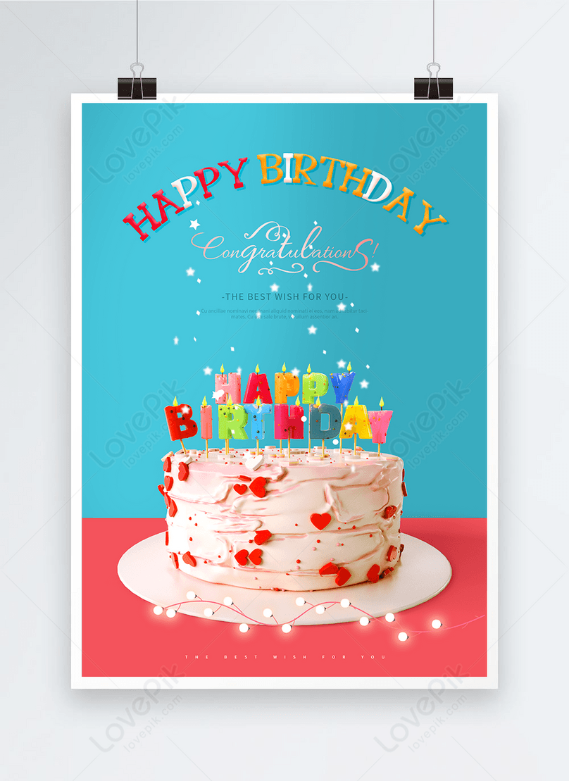 Cartel Rojo Azul Del Feliz Cumpleaños De La Torta De Cumpleaños | Descarga  Plantilla de diseño PSD Gratuita - Lovepik