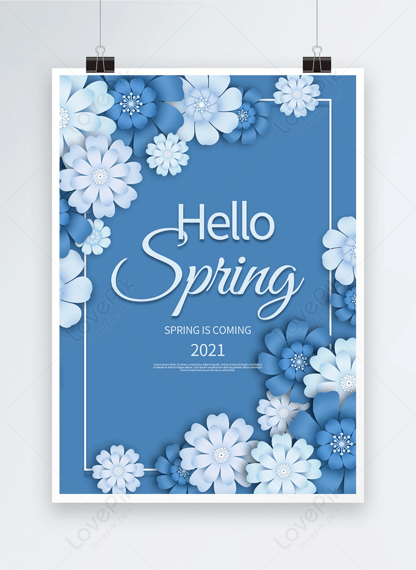 Cartel Del Día De Primavera De Corte De Papel Azul | Descarga Plantilla de  diseño PSD Gratuita - Lovepik