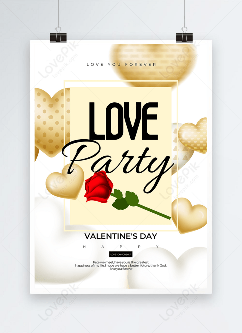 Yellow Love Element Valentines Day Poster Graphic Design Template Image ...