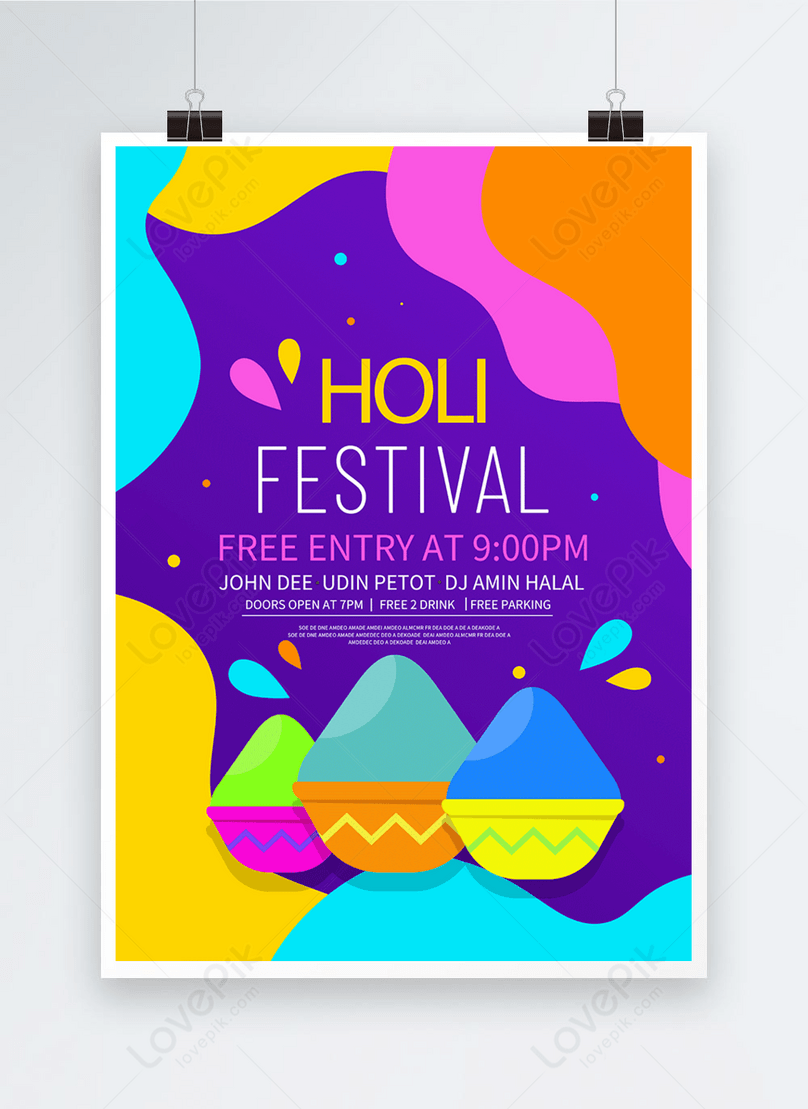Colorful cartoon holi festival holi poster template image_picture free  download 