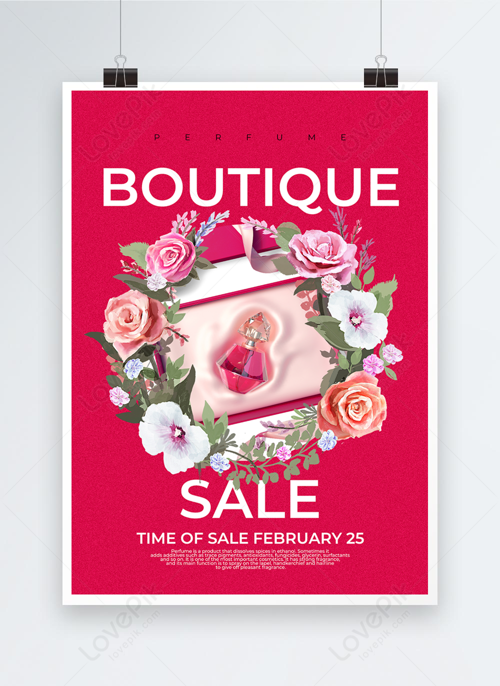 Wreath creative pink perfume poster template image_picture free ...