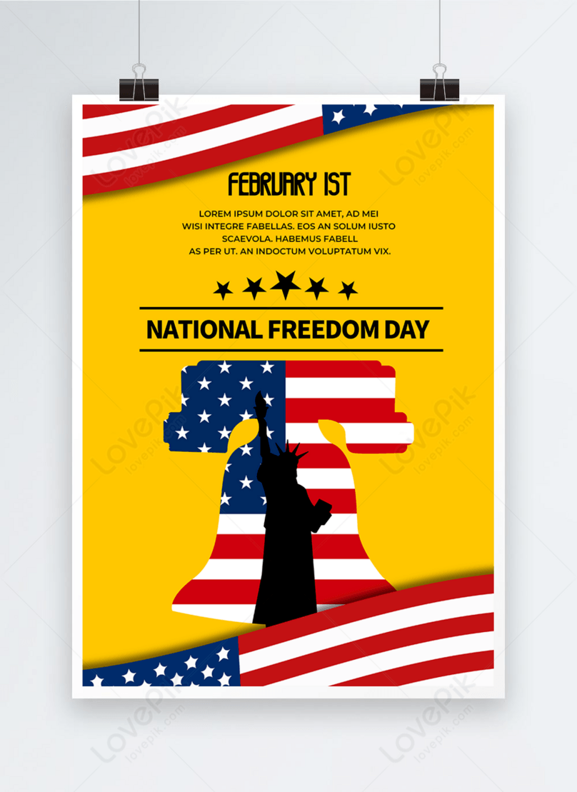 Yellow background american freedom day template image_picture free