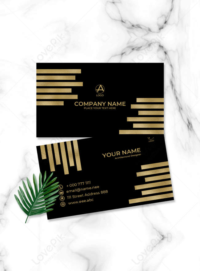 Business Business Gold Business Card Template, business business card, geometric business card, black business card