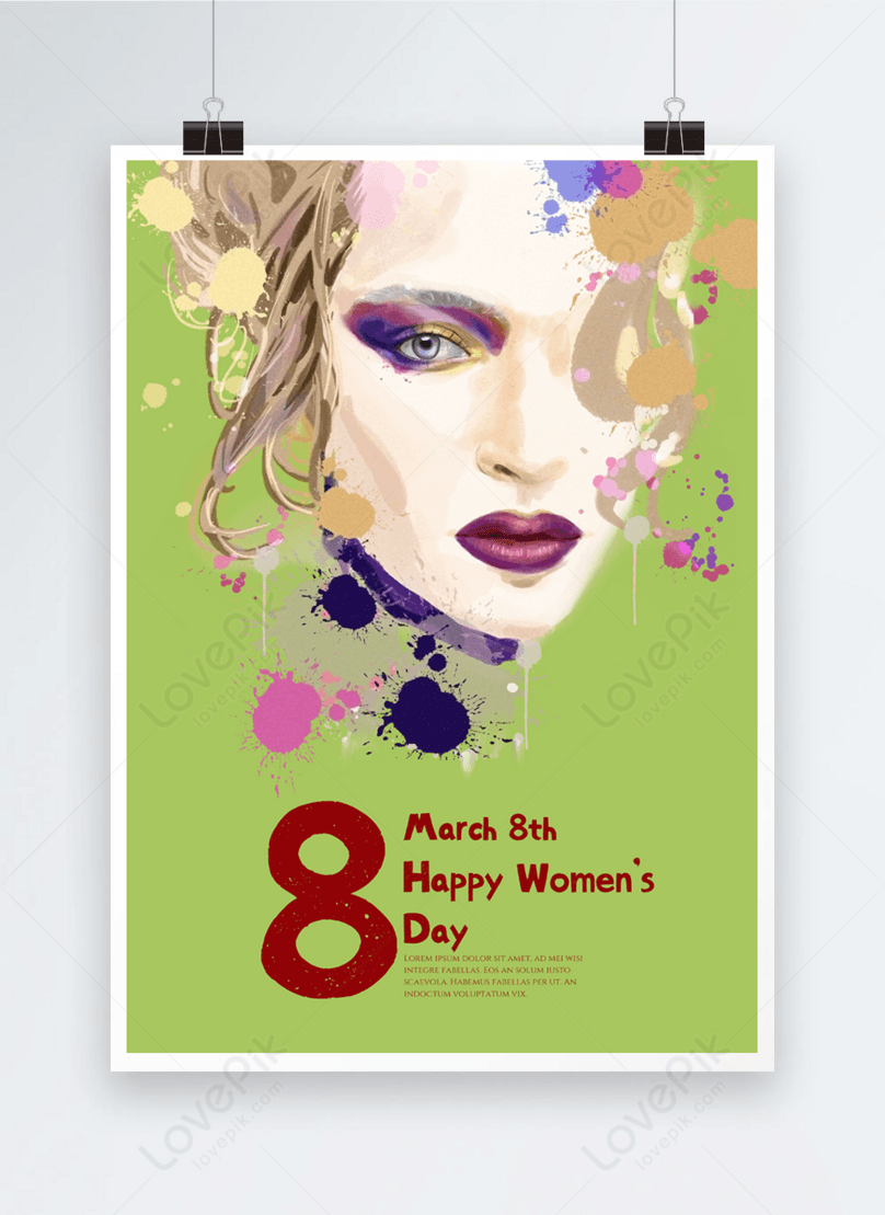 Green background international womens day poster template image_picture  free download 