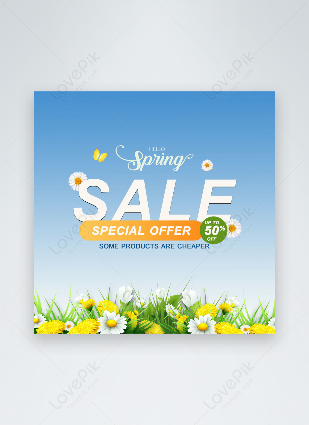 Blue gradient spring promo ui design template image_picture free ...