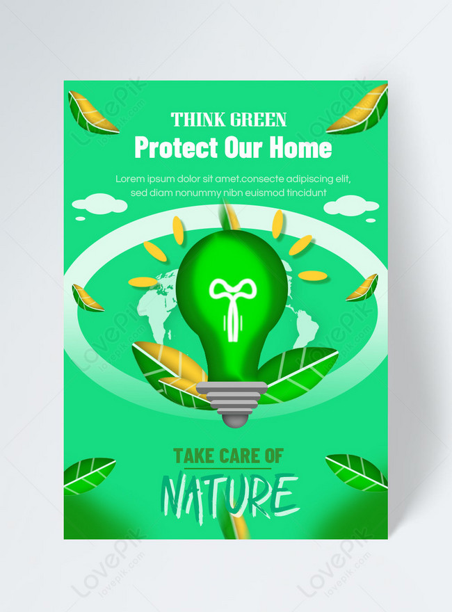 Save energy protection globe public welfare flyer green energy-saving ...