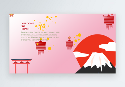 Japanese travel banner Mount Fuji, Japan,  Tourism,  Banner template
