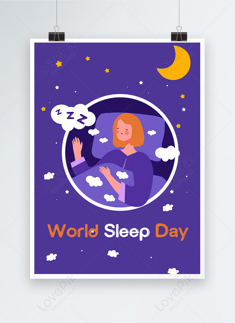 Минималистский мультфильм World Word Sleep Day Poster изображение_Фото  номер 466083474_PSD Формат изображения_ru.lovepik.com