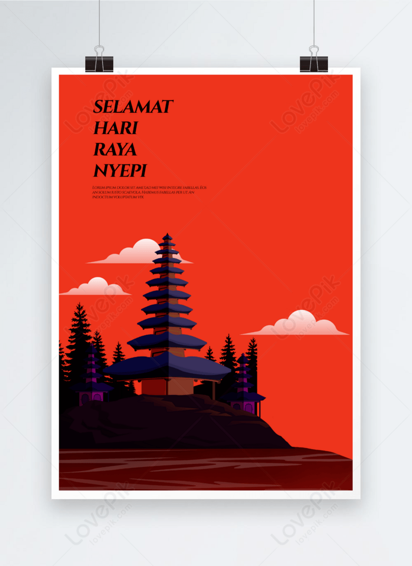 Illustration of red background temple, quiet day template image_picture  free download 