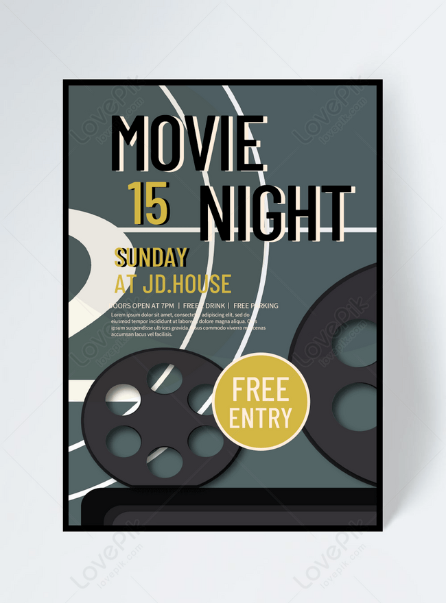 Blue retro movie time flyer template image_picture free download ...