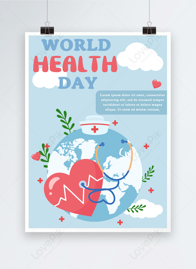 Всемирный день здоровья Земля любовь голубой нижний пропагандный плакат  изображение_Фото номер 466094399_PSD Формат изображения_ru.lovepik.com