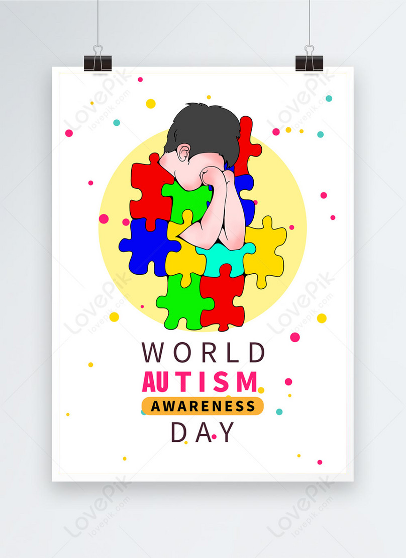 Cartel De Propaganda Del Día De Autismo De Los Niños De Dibujos Animados |  Descarga Plantilla de diseño PSD Gratuita - Lovepik