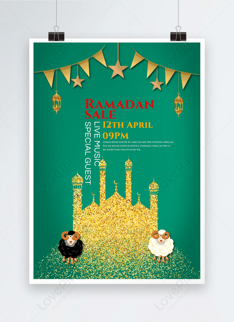 Green background islamic ramadan template image_picture free download  