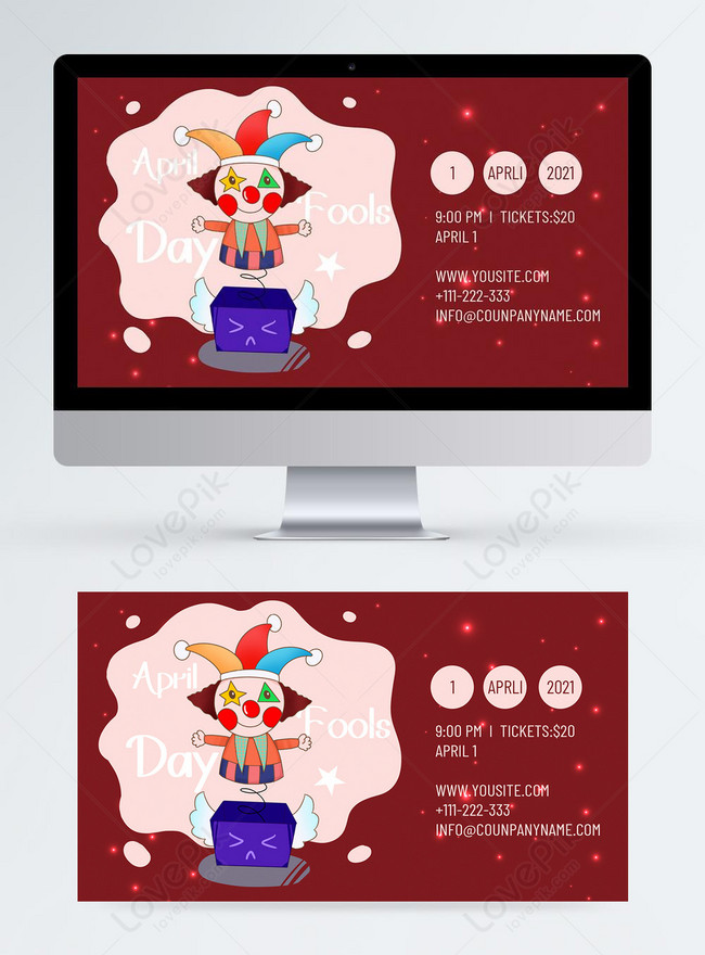 Red minimalist cartoon clown april fools day banner template image_picture  free download 