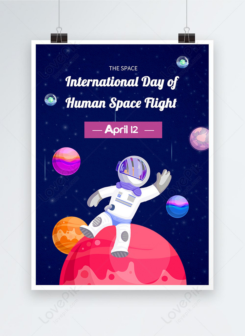Creative cartoon people space flight international day poster template  image_picture free download 