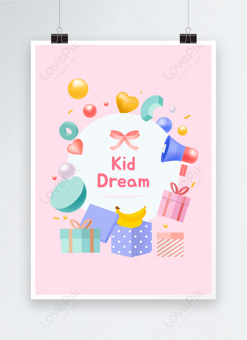 かわいいピンクの幾何学的な贈り物子供たちの夢のポスターイメージ テンプレート Id Prf画像フォーマットpsd Jp Lovepik Com
