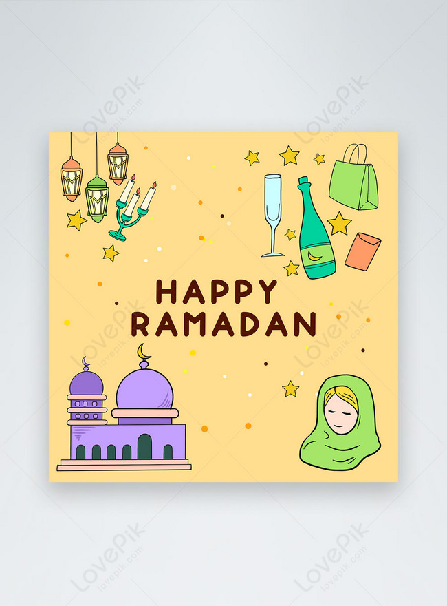 Simple promotion cartoon ramadan doodle social media template template  image_picture free download 