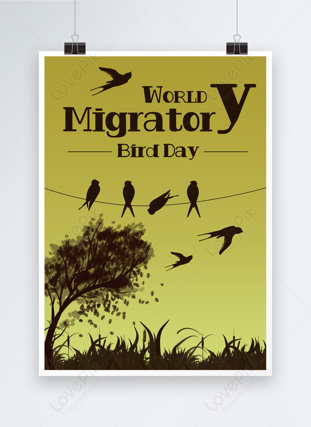 Creative silhouette world migratory bird day poster template image