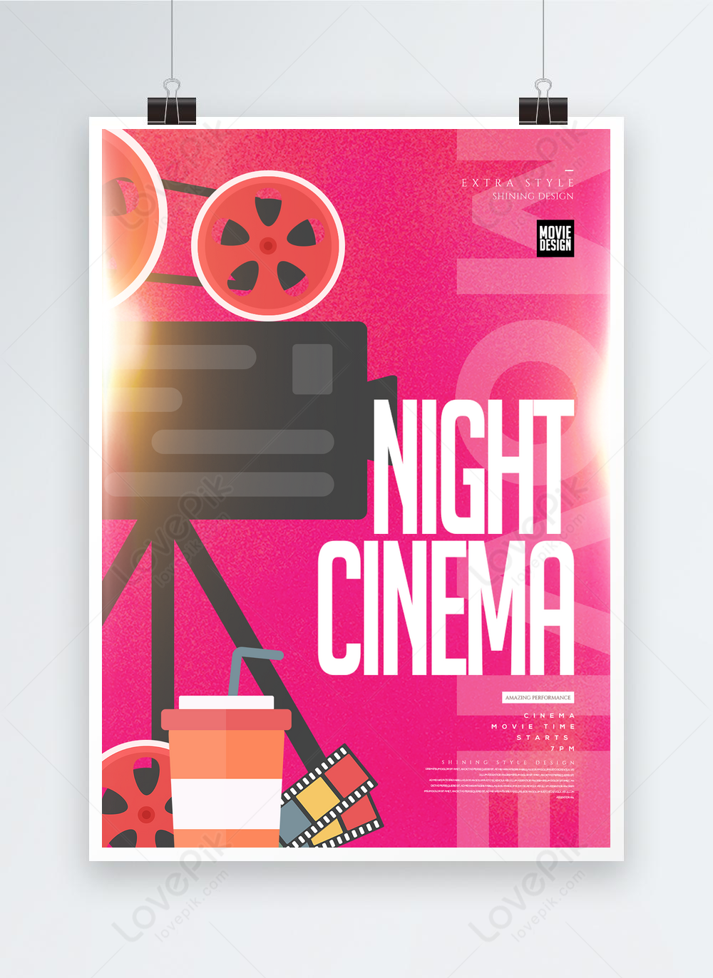 Cinema fashion cartoon texture entertainment poster template image ...