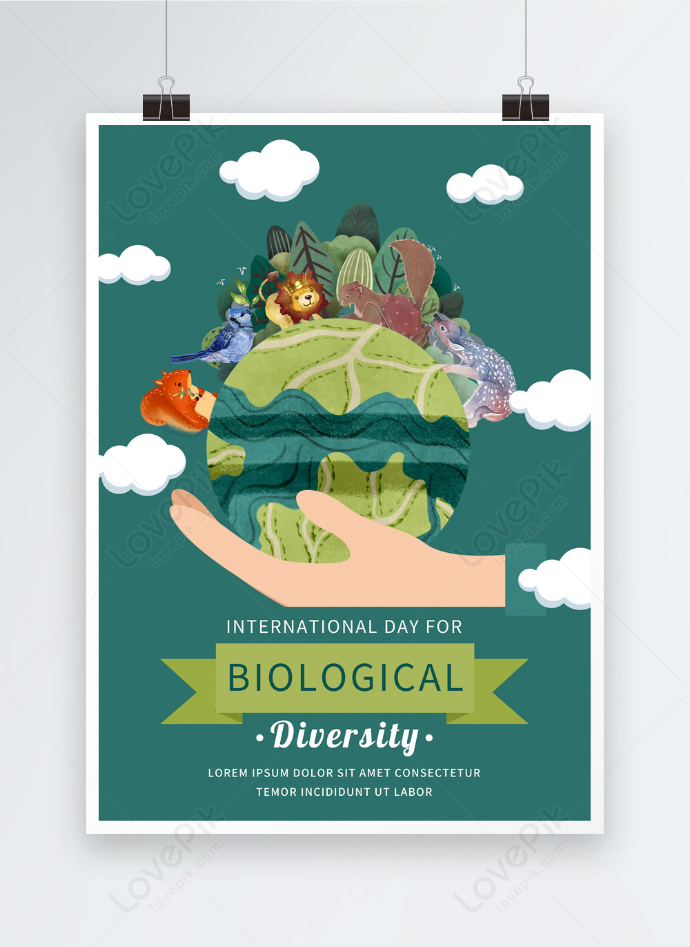 Cartoon creative fun green international biodiversity day poster ...