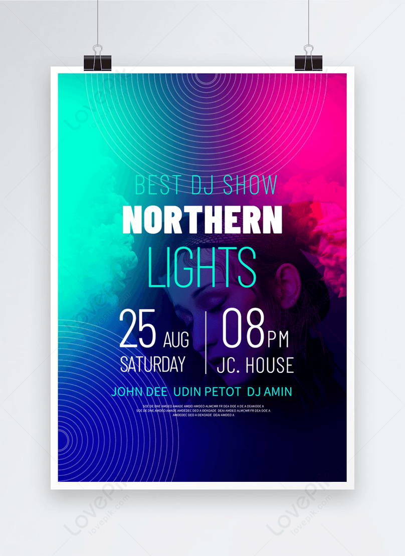 Colorful light effect smoke music festival poster template image_picture  free download 