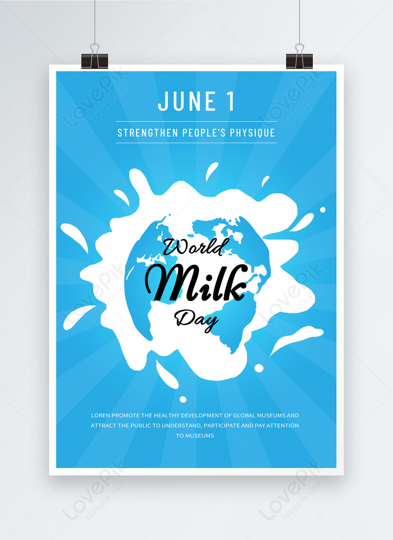 Blue stripe creative earth world milk day poster template image_picture