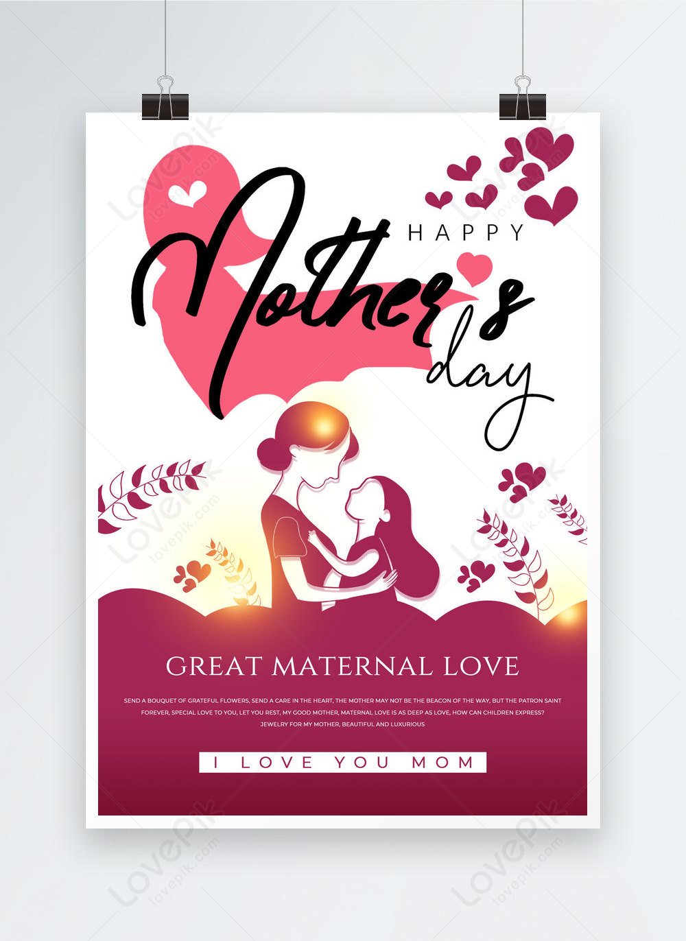 Red Creative Mothers Day Card Poster Template Imagepicture Free Download 466239239