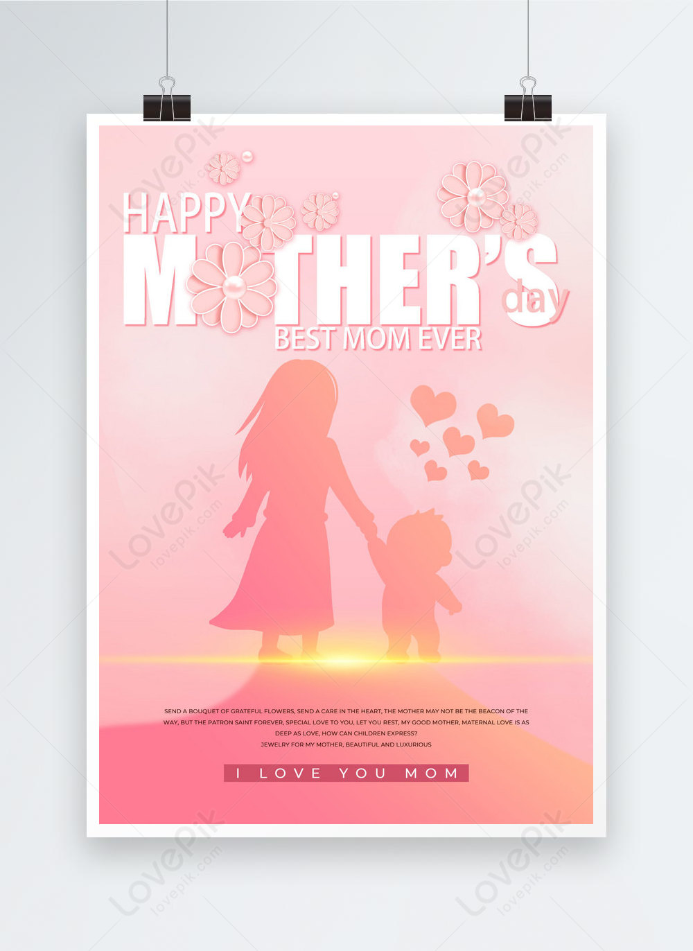 Pink Love Halo Mothers Day Card Poster Template Image Picture Free 