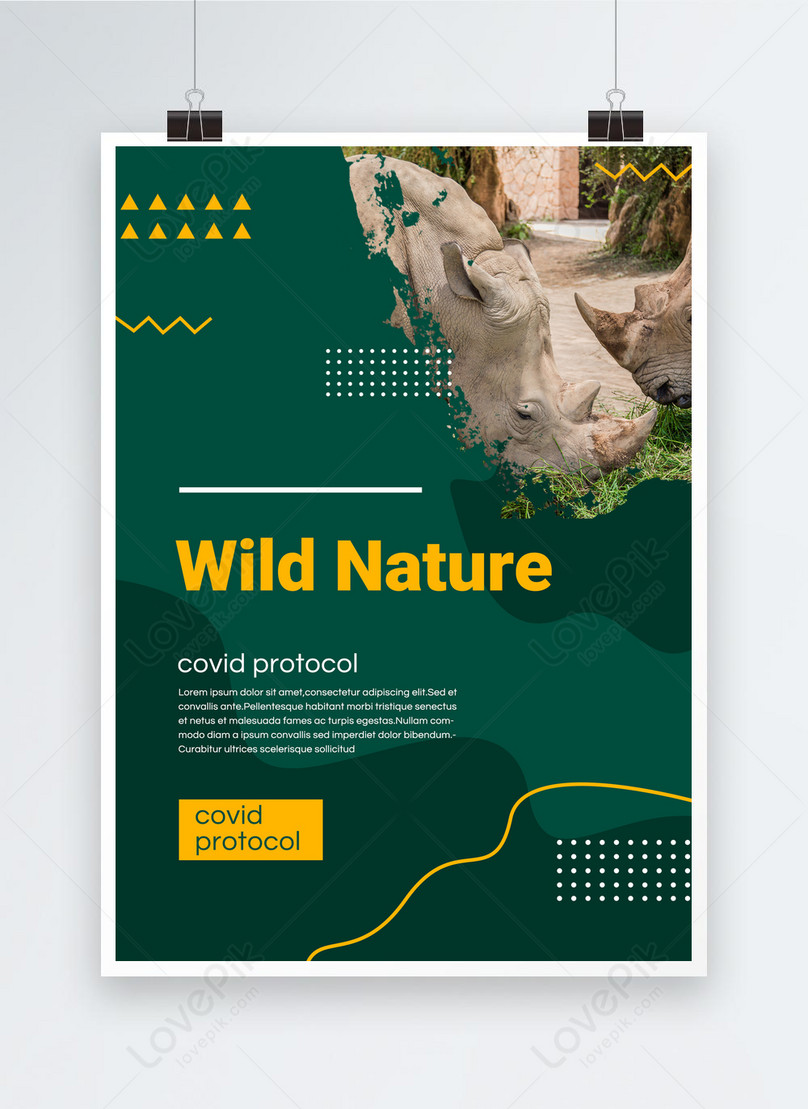 Deep green minimalist protection wildlife promotional poster template ...