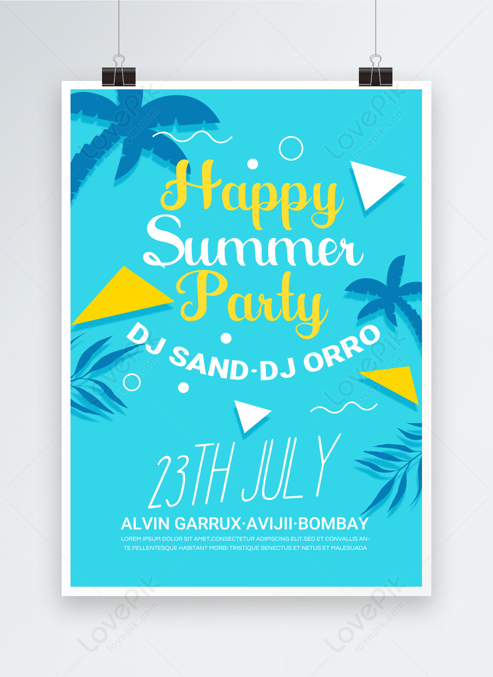 Blue simple summer beach carnival party poster graphic design template ...